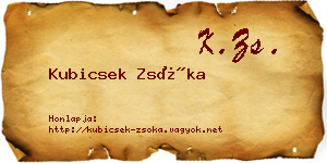 Kubicsek Zsóka névjegykártya